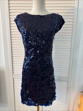 alice and olivia blue sequin dress Alice + Olivia NEW Jae Blue Sequin Gown With Back Cut Out Size 6